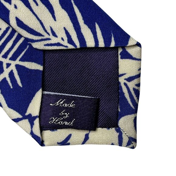 5-99 RALPH LAUREN Purple Label Tie Floral 100% Silk Blue - Picture 6 of 7